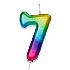 AGE 7 METALLIC RAINBOW CANDLE