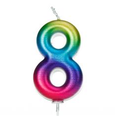 AGE 8 METALLIC RAINBOW CANDLE