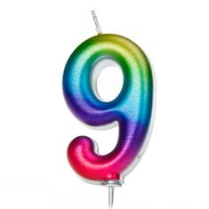 AGE 9 METALLIC RAINBOW CANDLE 