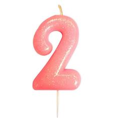 AGE 2 PINK GLITTER CANDLE