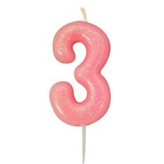 AGE 3 PINK GLITTER CANDLE