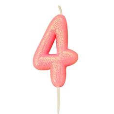 AGE 4 PINK GLITTER CANDLE