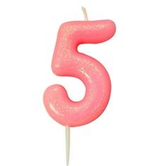 AGE 5 PINK GLITTER CANDLE
