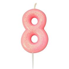 AGE 8 PINK GLITTER CANDLE