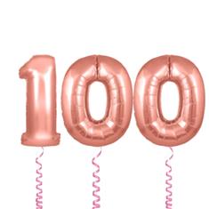 100 Rosegold number balloons 