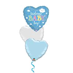 Cloud Welcome Baby Boy! 3 balloon bouquet