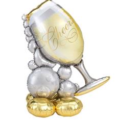 Bubbly Wine Glass Air Fill Foil AirLoonz Balloon
