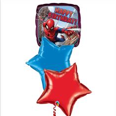 Spiderman Happy birthday 3 balloon bouquet