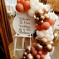 Welcome to our Wedding balloon garland easel display