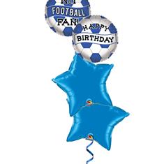 Football blue 3 balloon bouquet