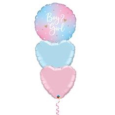 Gender reaval 3 balloon bouquet