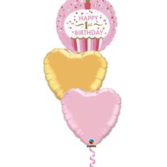 1st Birthday Pink 3 balloon bouquet