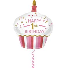 1st Birthday pink supershape 